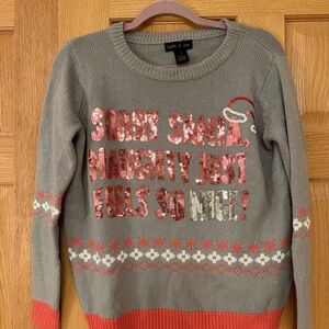 Faith & Zoe Gray and Pink Holiday Sweater